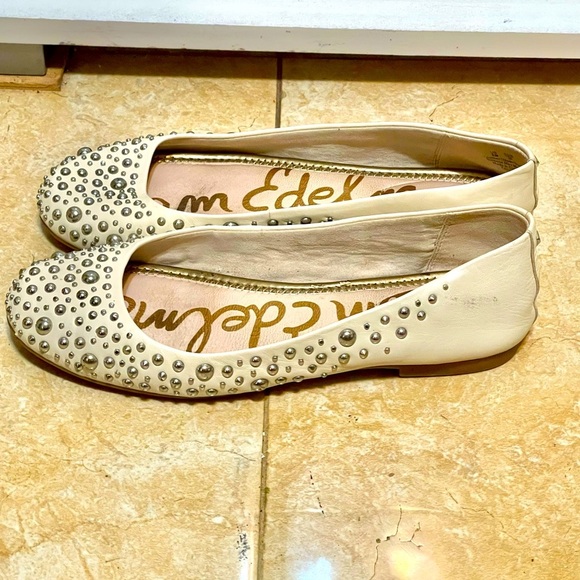 sam edelman Faris Ballet Flats Women Size 6M Beige/cream  Leather Slip On - Picture 2 of 6